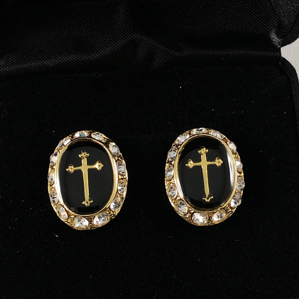 Men’s Designer Black Onyx & Cross Cuff Links